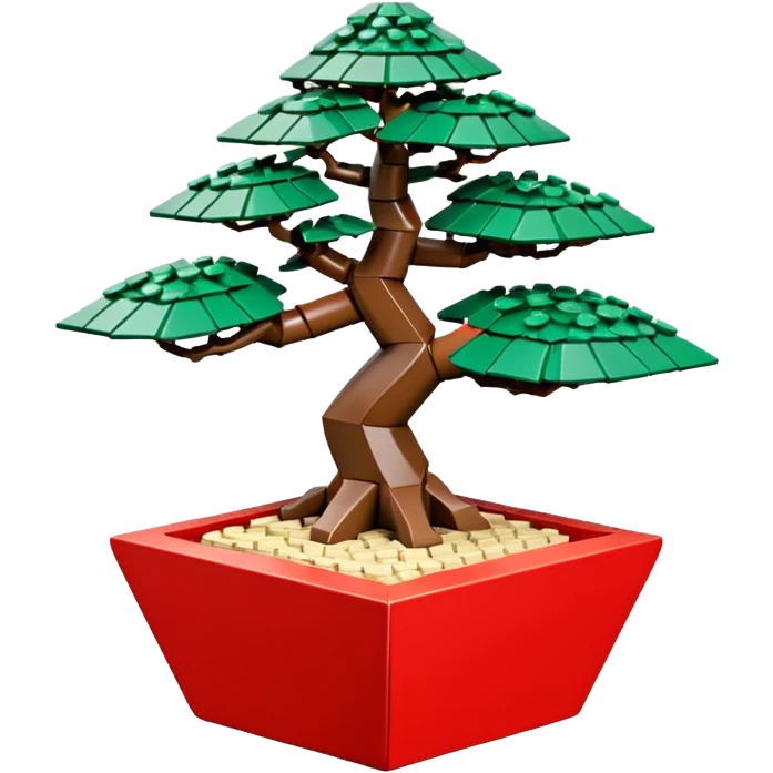 Empty(freshly made, no tree in it) Lego bonsai pot with triangular angular faceted asymmetrical original shaped body  emoji