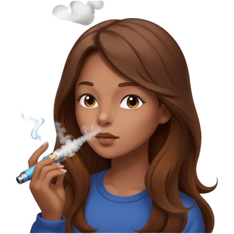 girl with vape long hir and color brwon emoji