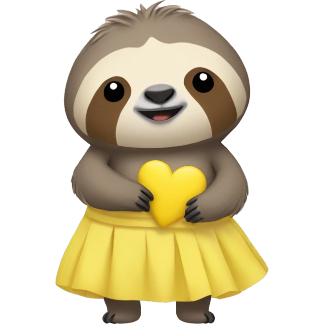 sloth with yellow heart and skirt emoji