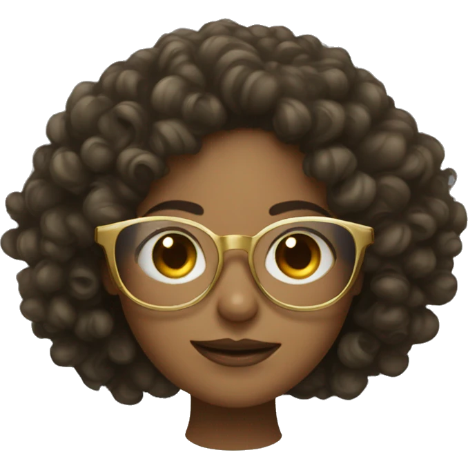 Lang curly hair girl with thin round gold glasses emoji