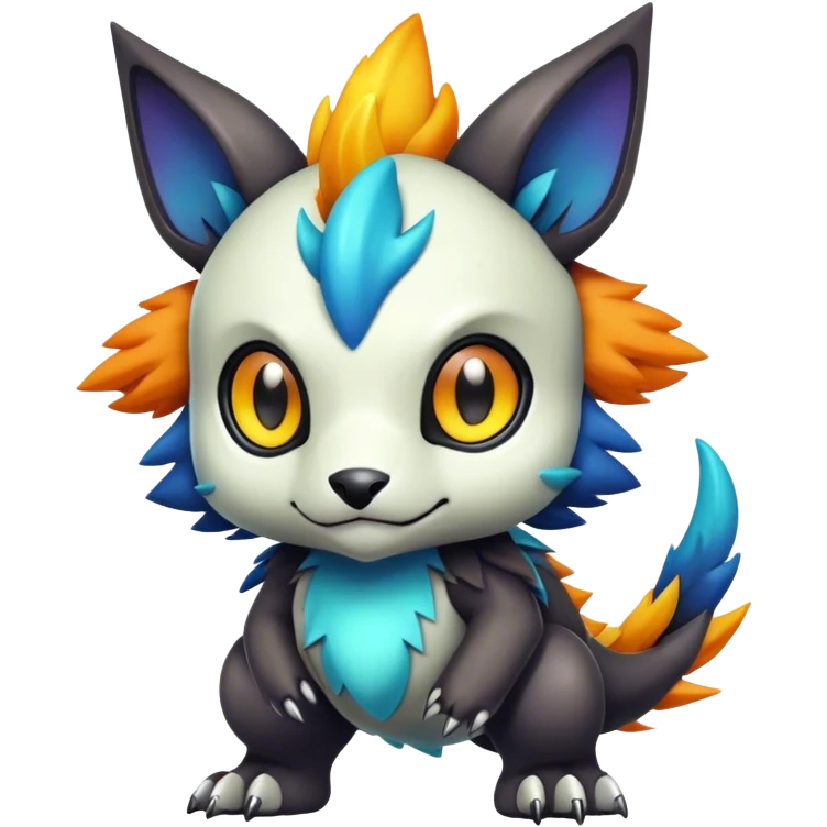 Cute cool colorful dark fantasy-Digimon-animal-hybrid full body emoji