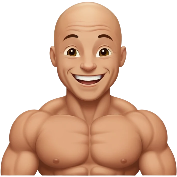 bodybuilder bald and small laughing emoji