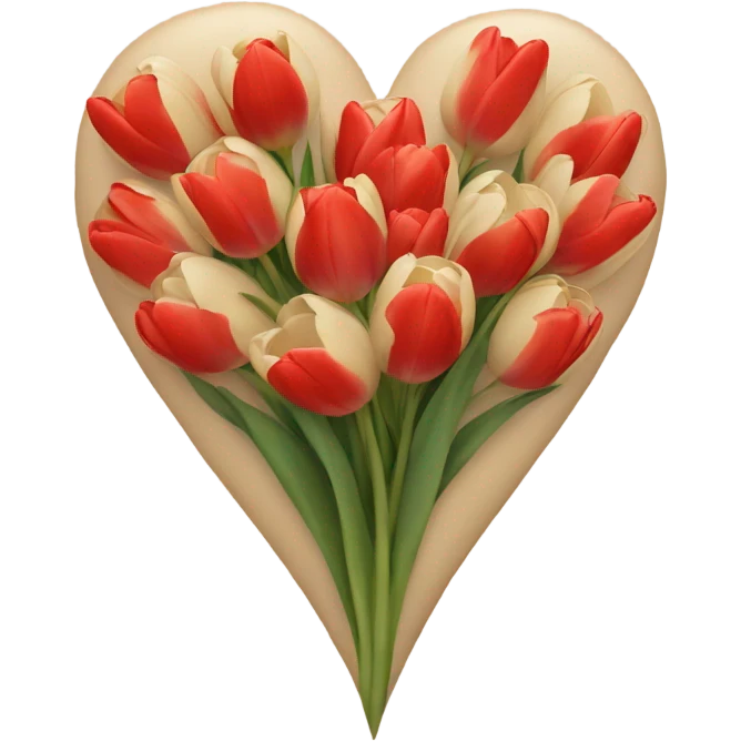 beige heart with tulips red emoji