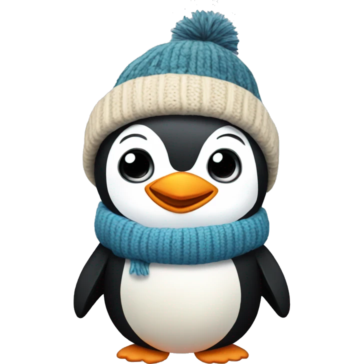 Penguin in sweater and hat emoji