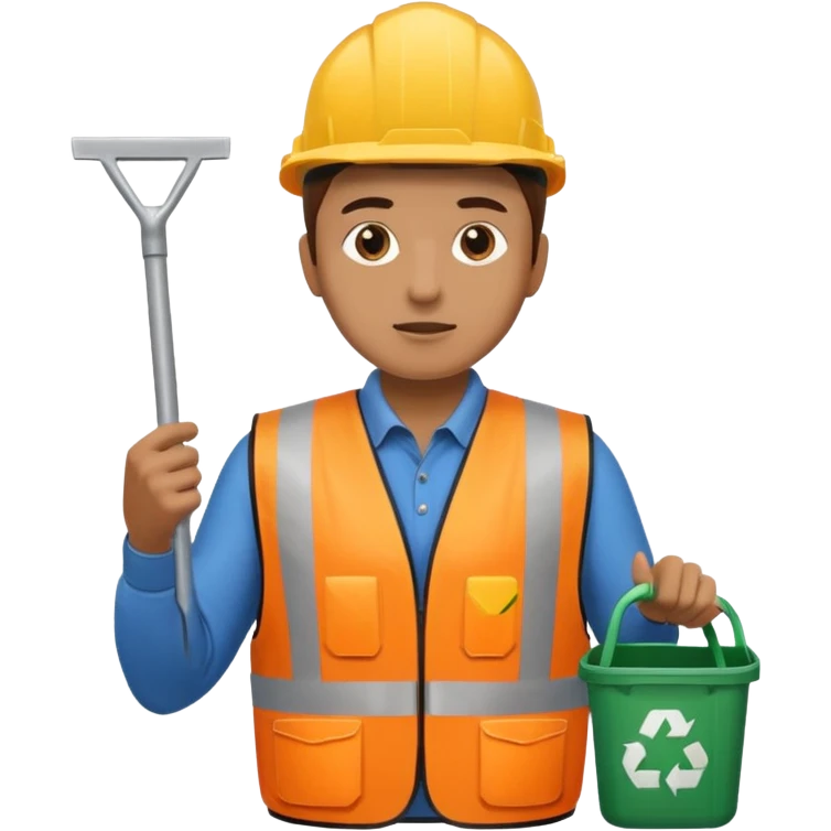 Waste Management, safety vest, trash picker emoji