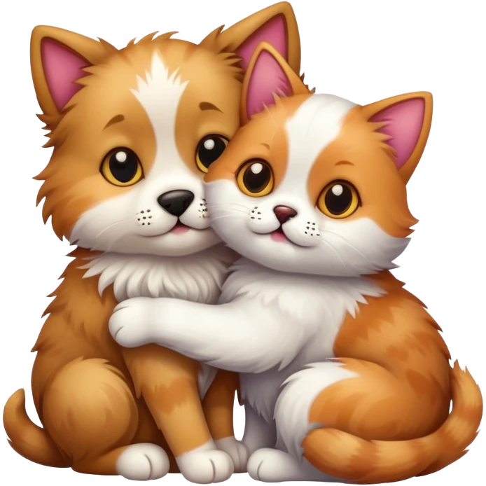 cat and dog hug emoji