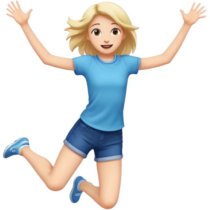 sexy girl, playful pose, jumping with joy emoji