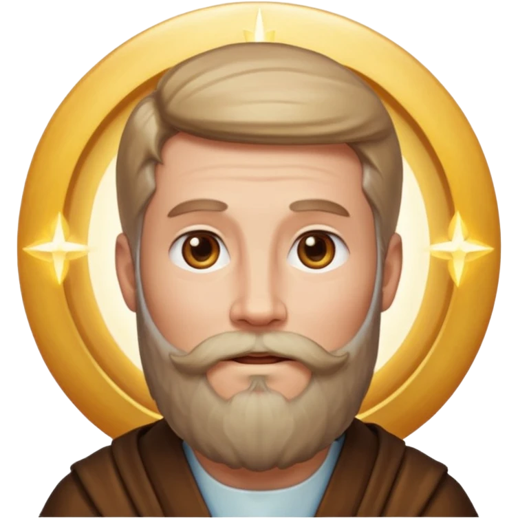 wise bearded male face with gentle features, surrounded by radiant beaming light symbolizing divine presence and voice, Heavenly Father from the Bible, apple emoji style emoji