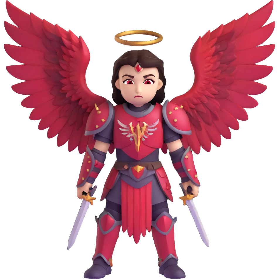 sinister warrior angel with blood-stained armor and crimson wings emoji