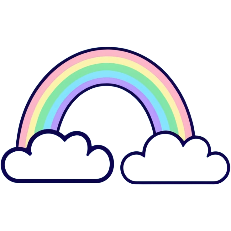 dreamy pastel blue rainbow with stars emoji