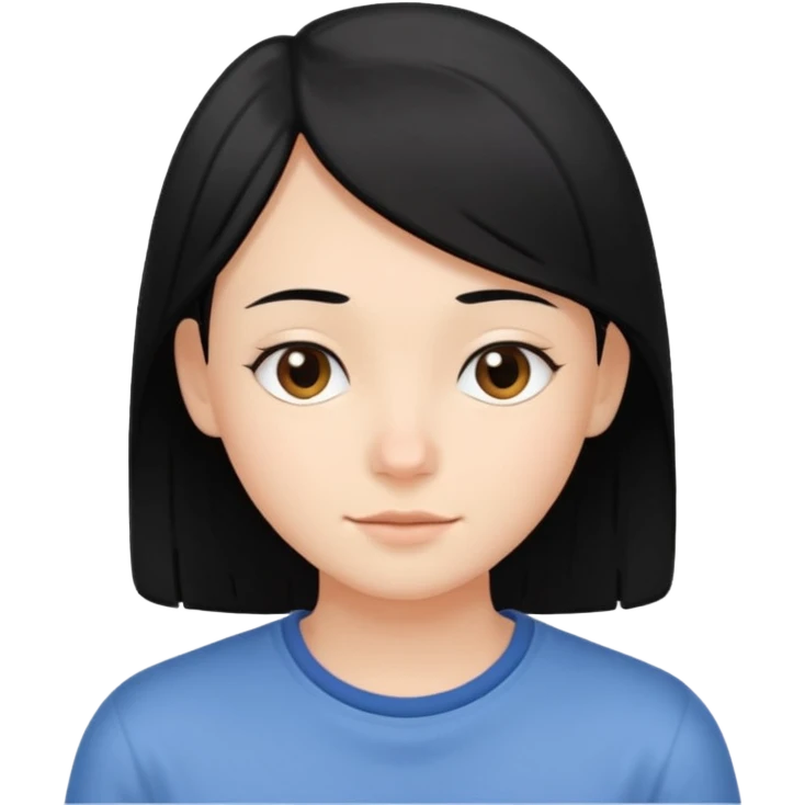 emoji of a young person with straight black hair, relaxed expression, clean and simple, no text emoji
