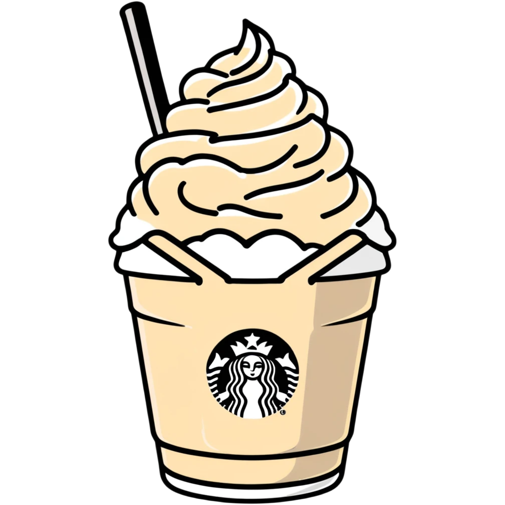 Starbucks frappuccino with whipped cream emoji