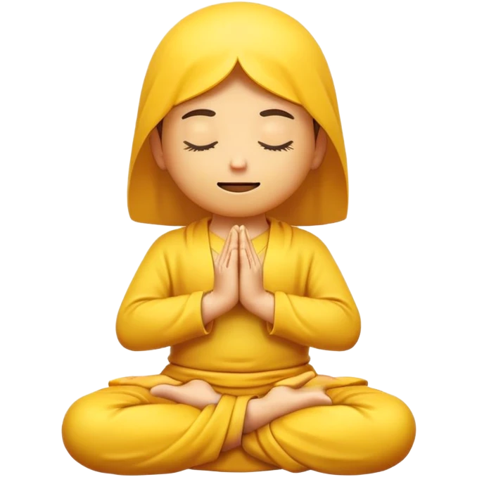 classic yellow emoji meditating, floating slightly above the ground, calm face emoji