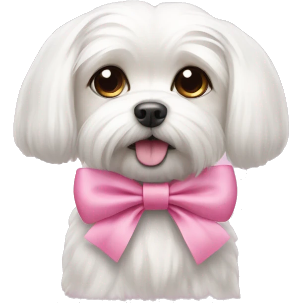 Maltese dog with a pink bow emoji