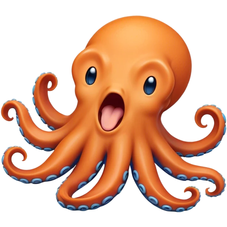 Cinematic Realistic Cute Yawning Octopus Portrait Emoji, Head tilted slightly with a dramatic, wide-open yawn, showcasing a soft, lustrous orange body with subtle blue ring accents and gently drooping tentacles, with half-closed, drowsy eyes rendered in exquisite detail; high shine, relaxed yet expressive, styled with a dash of mystical charm, soft glowing outline, capturing the essence of a sleepy yet affectionate octopus that appears ready to stretch out and drift into a peaceful nap! emoji
