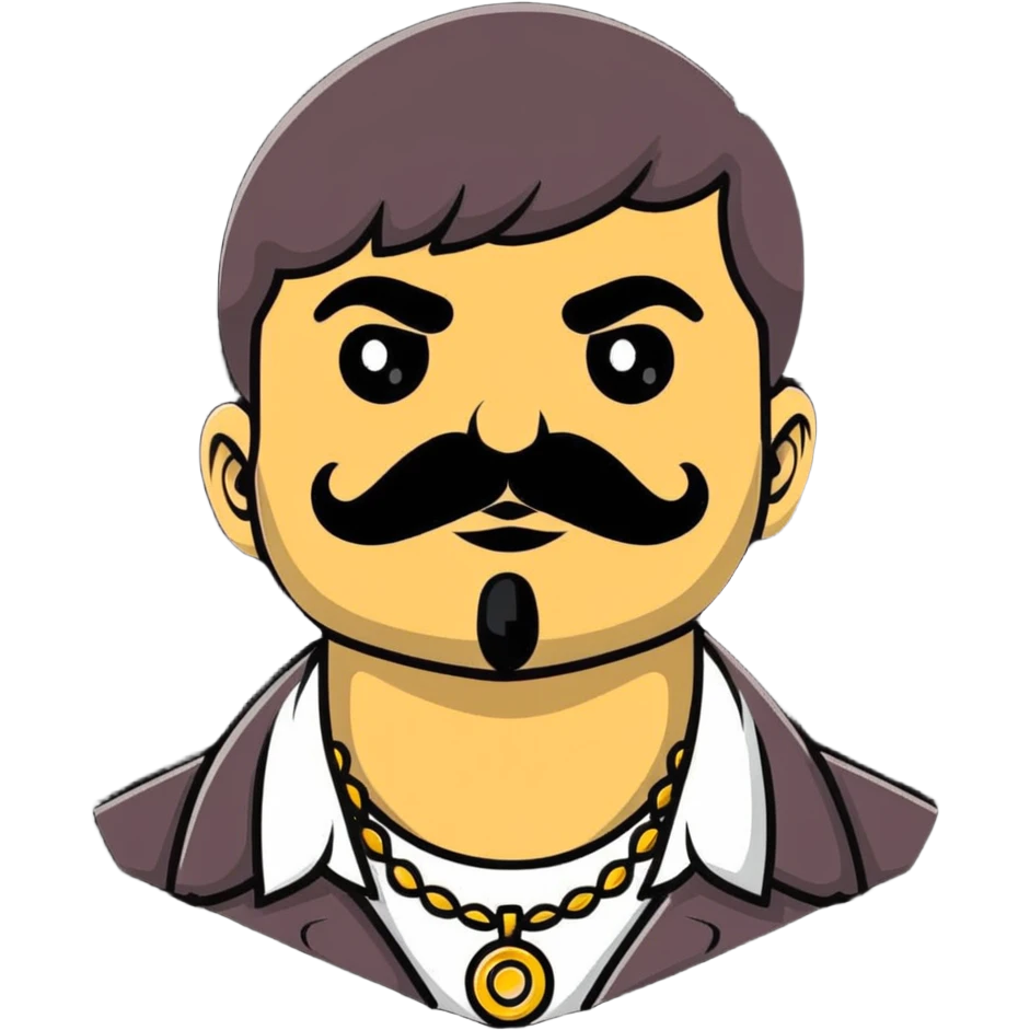 El Chapo character with distinctive mustache and flashy jewelry emoji