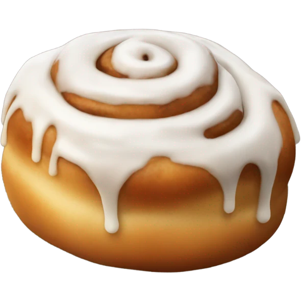 one cinnamon bun with icing on top emoji