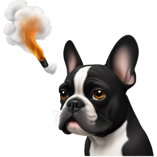 Black French bulldog smoking  emoji