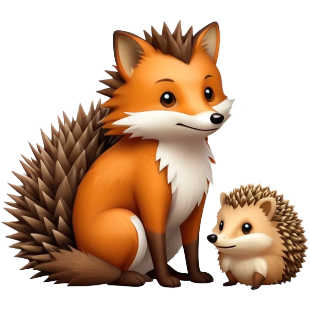 Little fox and big hedgehog emoji