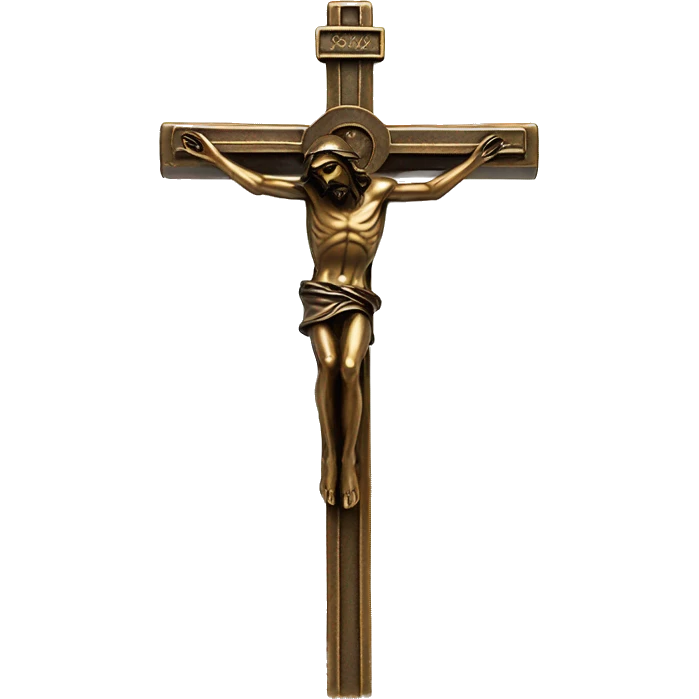 crucifix bronze, jesus flying away emoji