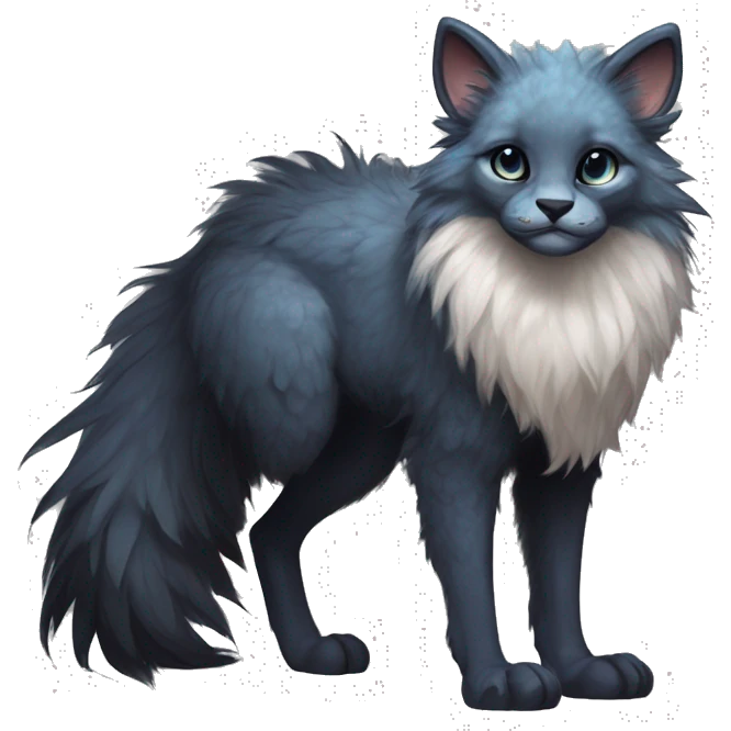  Cute Edgy Realistic Rare Fantasy Fluffy Slim Vernid-Trico-Melprin-species by LiLaiRa, by Falvie, full body emoji