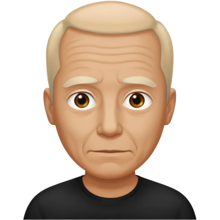less hair, black shirt, no smile, older face emoji