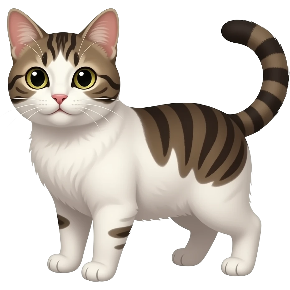 Fais un chat blanc latin avec des rayures marron foncé sur le haut du visage et du corp emoji