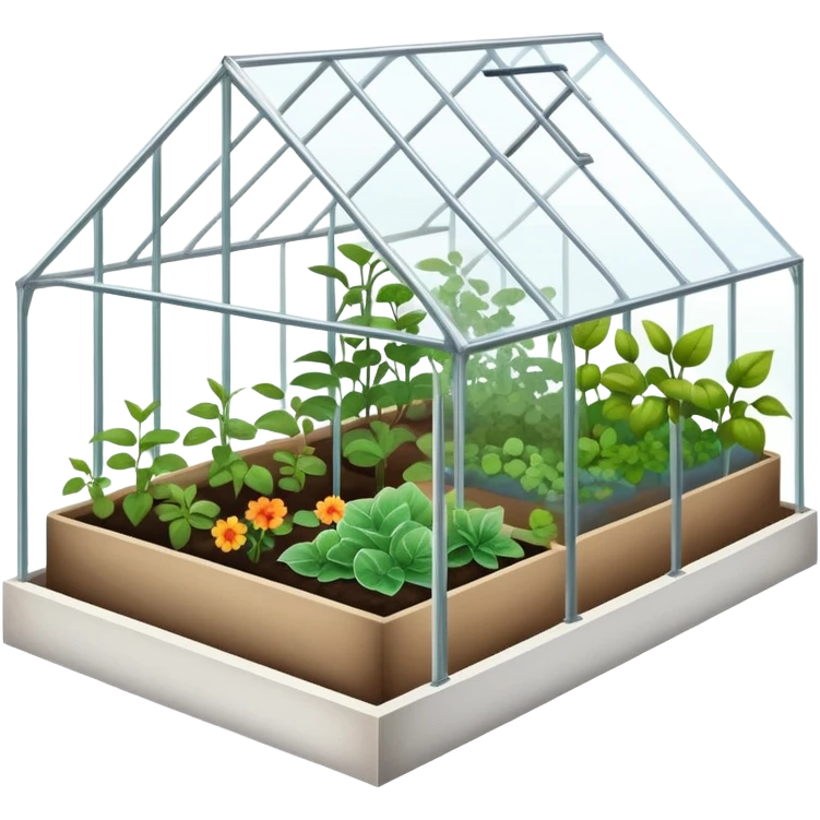 garden bed with protective cover, greenhouse cover over plants emoji
