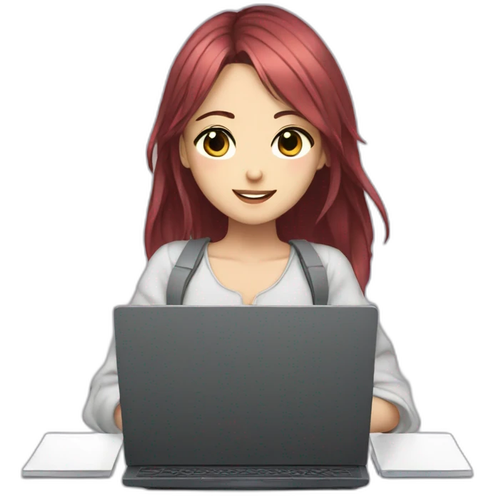 Anime girl with a laptop emoji