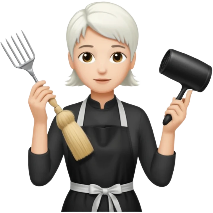 white hairstylist doing someones hair emoji