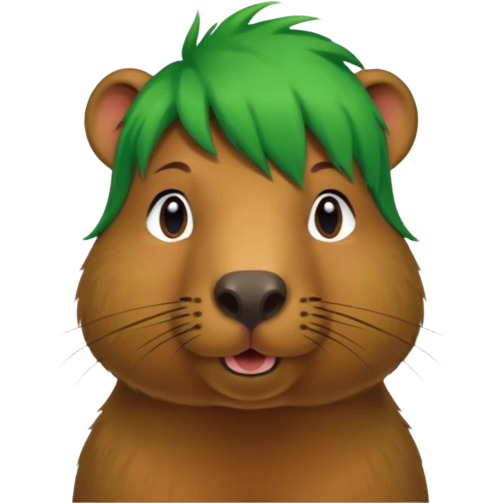 Capybara with green hair emoji