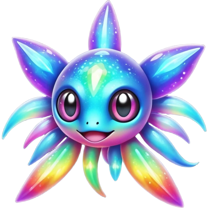  Shiny sparkly fantasy transparent bioluminescent luminescent vibrant bright pastel dark exotic tropical iridescent colorful nebula rainbow gradients cyber-Protogen-Fakémon-Pokémon-Vernid-creature emoji