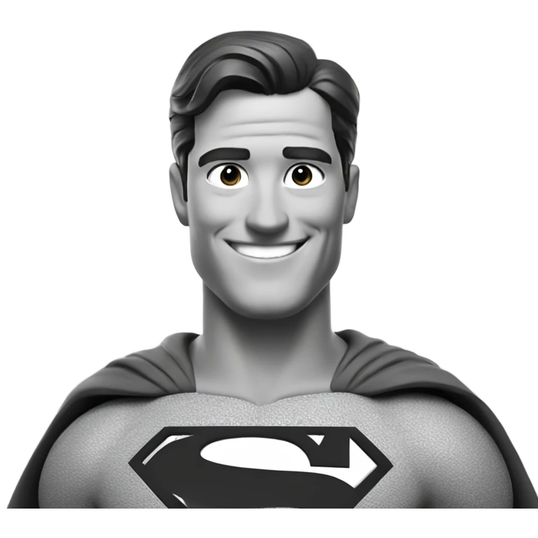 smiling Superman in greyscale portrait emoji