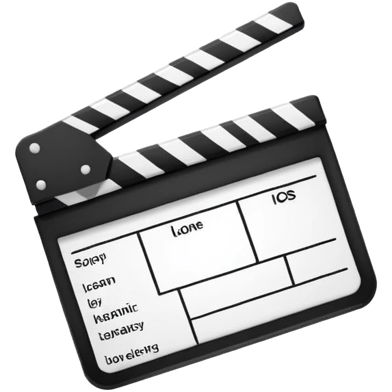 super simplified clapperboard icon, abstract geometric shape, minimal black strokes emoji