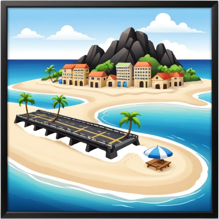 island  with a beach and infrastructure  emoji