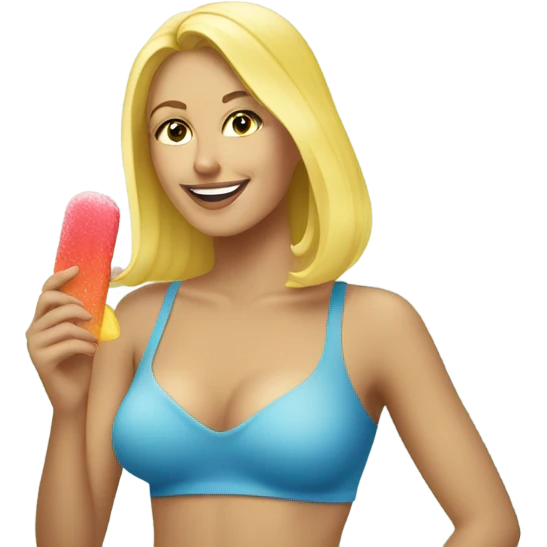 blonde woman eating popsicle in shower emoji