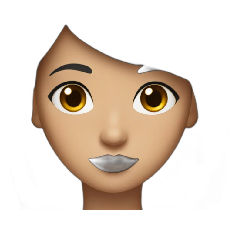 metis girl with dark brown eyes and long black Smooth hair With lipstick emoji