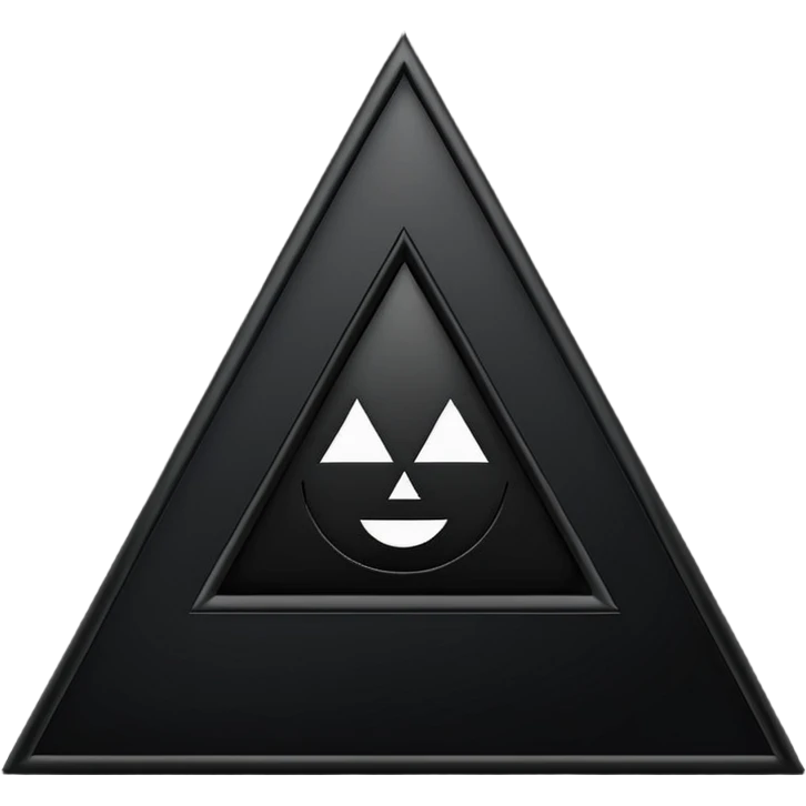 Minimalist, high-contrast emoji logo representing the Dark Triad personality traits. A clean black triangle as the main shape, inside three original symbolic icons:psychopaty, narcissim and machiavellianism .Smooth vector style,dark aesthetic, 4K. emoji