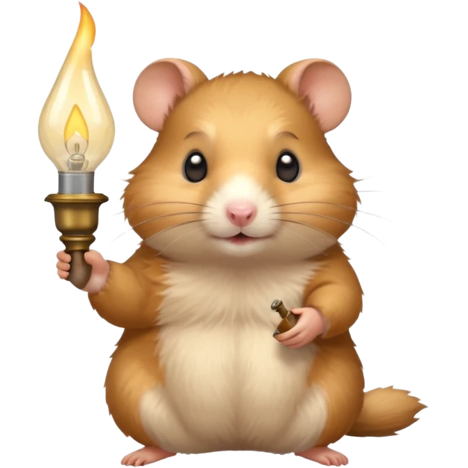 old Hamster holding oil lighting lamp emoji