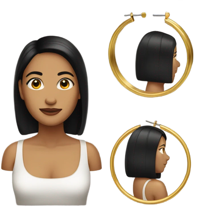 Woman with black straight hair and big gold hoop earrings emoji