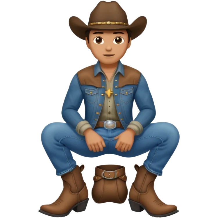cowboy squatting with butt out emoji