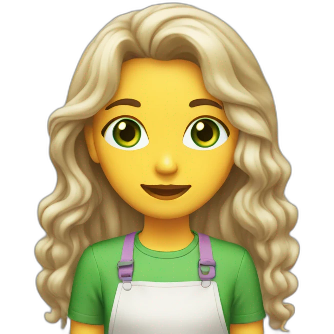  girl long hair green eyes baking cookies  emoji