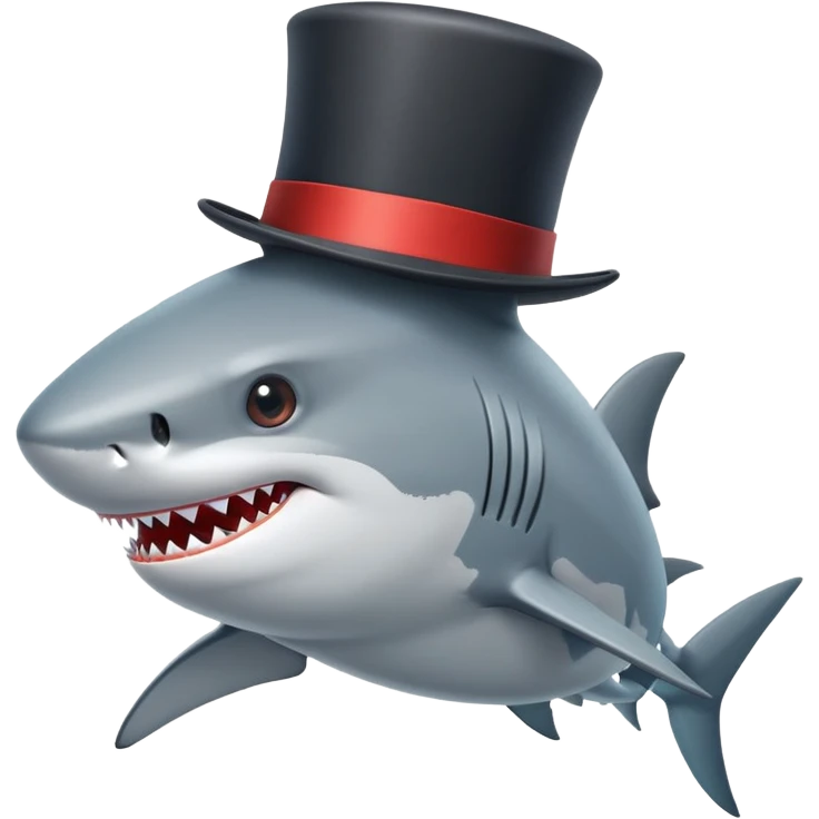 Shark with a top hat emoji