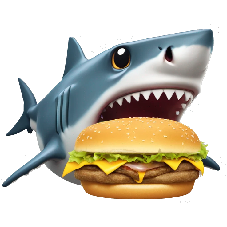 Shark eating cheeseburger emoji