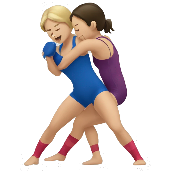 Two girls doing folkstyle wrestling emoji