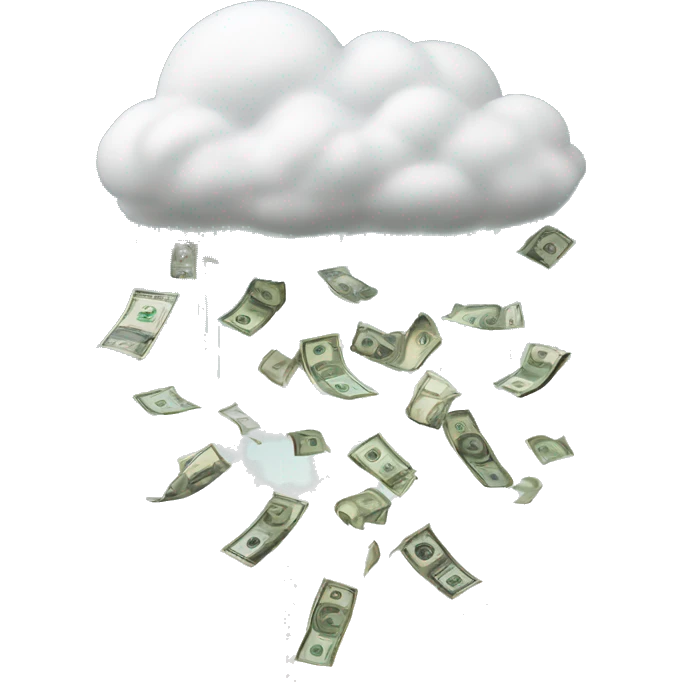 Rain of money falls from a cloud emoji
