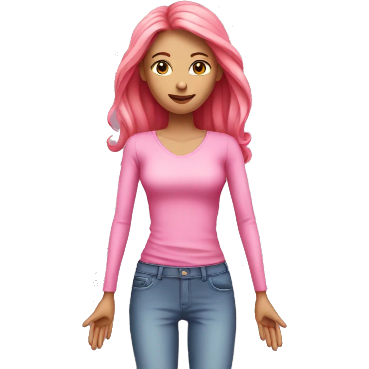 Pink skinny woman with long arms emoji
