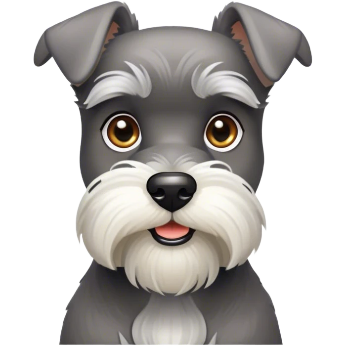 Cinematic Noble Miniature Schnauzer Portrait Emoji, Standing with a proud and stately demeanor, showcasing a sharply defined, salt-and-pepper fur with distinguished eyebrows and a confident, alert expression, simplified yet exquisitely detailed, glowing with a refined, dignified radiance, high shine, exuding intelligence and classic noble charm, soft glowing outline, capturing the essence of a noble Miniature Schnauzer that commands attention with effortless style! emoji