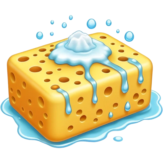 foam sponge object icon, soft sponge with soap foam, glossy wet look, 3D cartoon, mobile game icon style, centered, clean background, no text, no watermark

 emoji