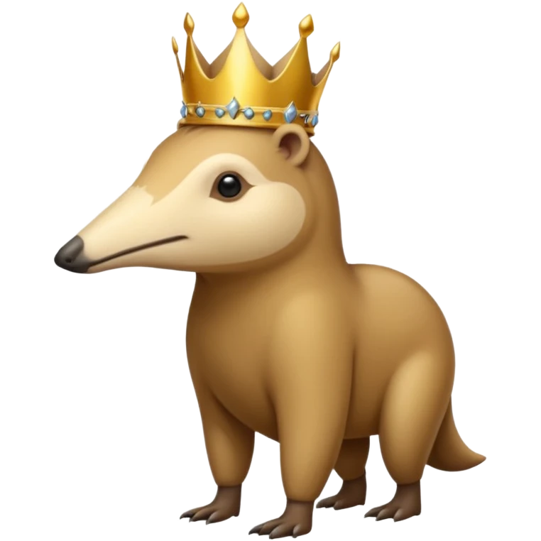 Anteater walking around and wearing a crown emoji